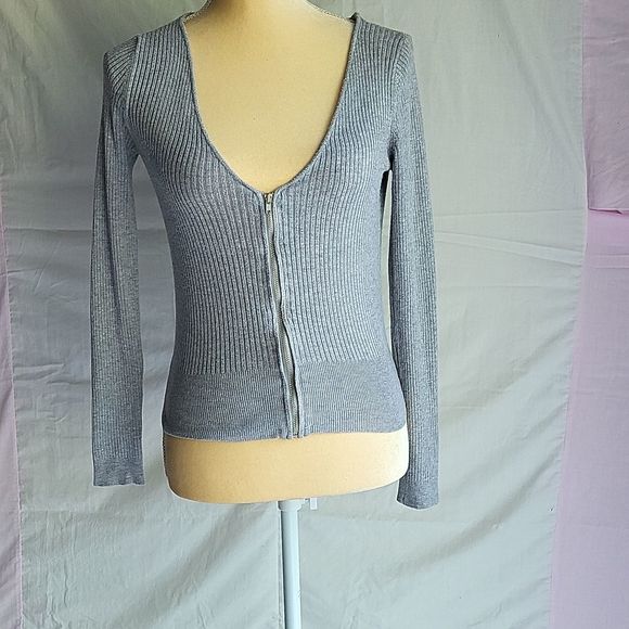 Divided Gray Ribbed Cardigan Sweater - Picture 3 of 7